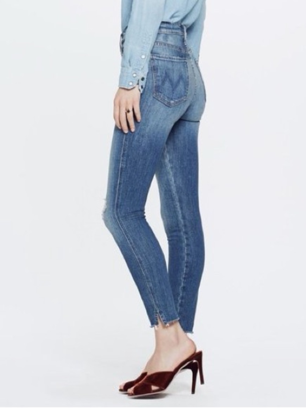 MOTHER Women’s Vamp Fray Denim Jeans in Natural Born Trouble - Picture 10 of 10